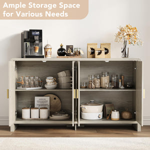 55" Rattan Sideboard Buffet Cabinet with Arch Doors