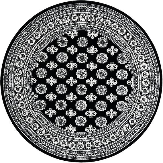 6 Ft Round Bokhara Area Rug – Polypropylene Medium Pile