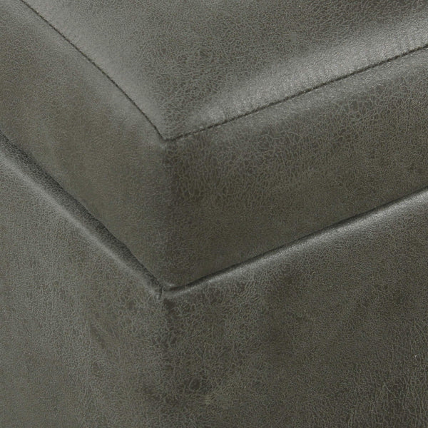 Large Square Faux Leather Storage Ottoman