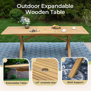 Acacia Wood Outdoor Dining Set with Expandable Table