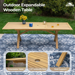 9-Piece Acacia Wood Outdoor Dining Set with Extendable Table