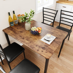 5-Piece Dining Table and Chair Set with Cushioned Chairs