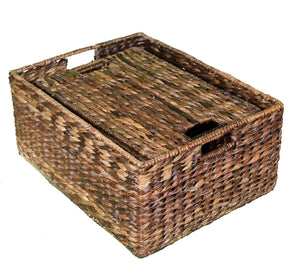 Abaca Nesting Baskets Set of 3 – Handwoven Storage Baskets with Handles