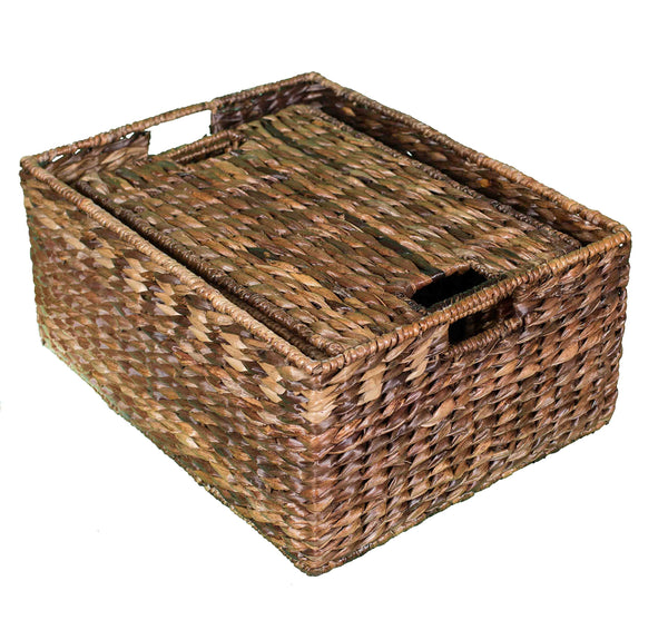 Abaca Nesting Baskets Set of 3 – Handwoven Storage Baskets with Handles