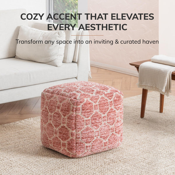 Square Pouf Ottoman Footrest – Cotton Polyester Floor Seating