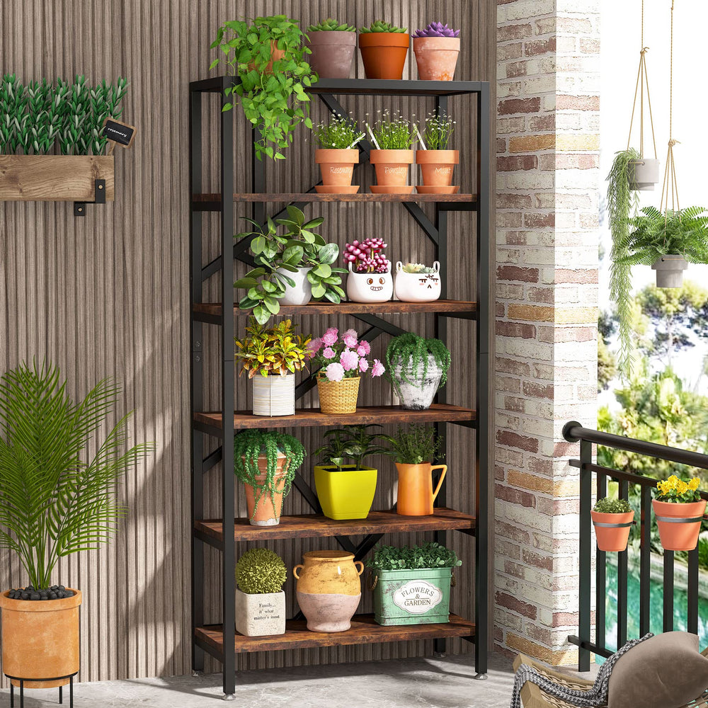 6-Tier Industrial Bookshelf 71 Inch – Open Etagere Bookcase