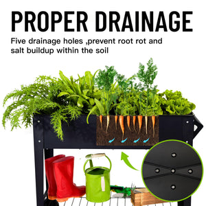 32" Tall Raised Garden Bed with Wheels & Bottom Shelf