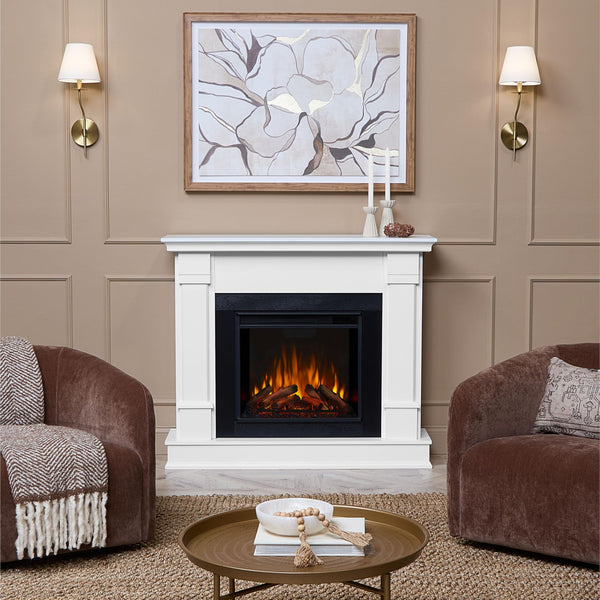 48" Electric Fireplace with Mantel – White