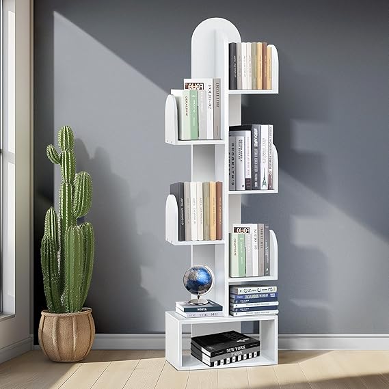 5-Tier Cactus Tree Bookshelf, 50" Tall Wood Storage Rack