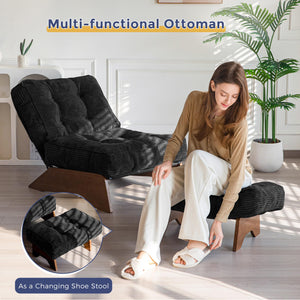 Tufted Accent Chair with Ottoman & Adjustable Backrest