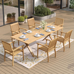 9-Piece Acacia Wood Outdoor Dining Set with Extendable Table