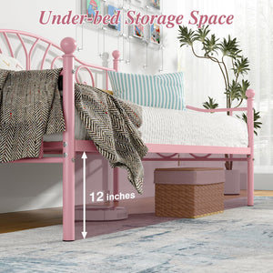 Twin Metal Daybed Frame with Classic Headboard