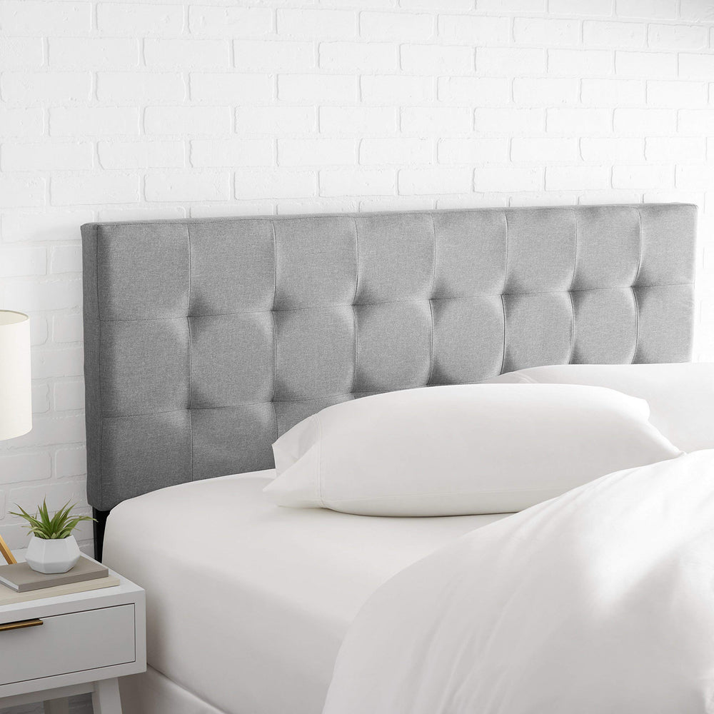 King Size Tufted Upholstered Headboard – Adjustable Height, Gray