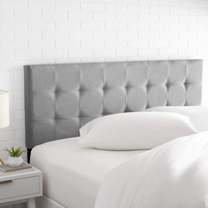 King Size Tufted Upholstered Headboard – Adjustable Height, Gray