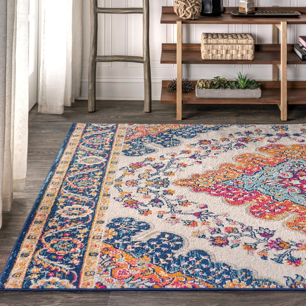 10x14 Boho Medallion Floral Area Rug – Polypropylene, Indoor, Non-Shedding