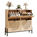 Rattan Shoe Cabinet with 4 Flip Drawers