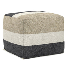 Square Pouf Ottoman 18 Inch – Multicolor Boho Footstool