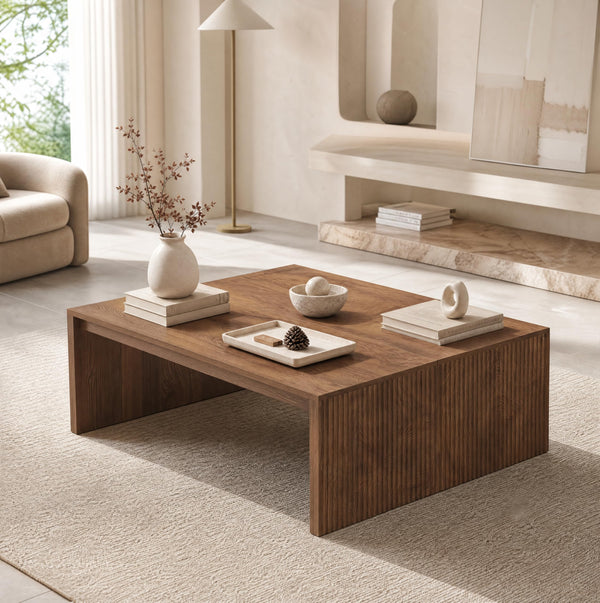 39.4" Square Fluted Coffee Table