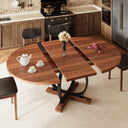 Extendable Round Dining Table for 4-6 | Metal X-Base & MDF Top