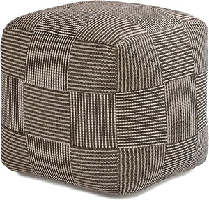 Handmade Square Pouf Ottoman | Cotton Floor Footrest & Accent Seat | 20"