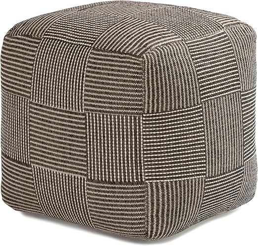 Handmade Square Pouf Ottoman | Cotton Floor Footrest & Accent Seat | 20"