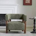 Low Profile Boucle Accent Chair with Round Backrest