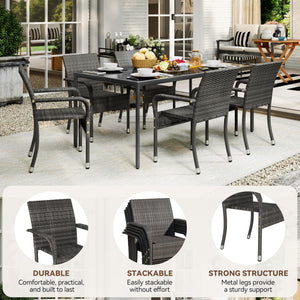 Stackable Outdoor Rattan Dining Chairs Set of 2