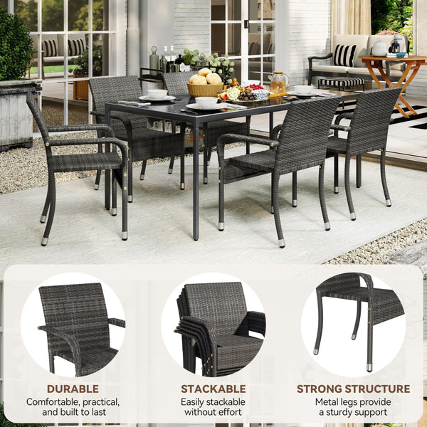 Stackable Outdoor Rattan Dining Chairs Set of 2