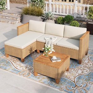 Outdoor Wicker Sectional Patio Furniture Set with Coffee Table