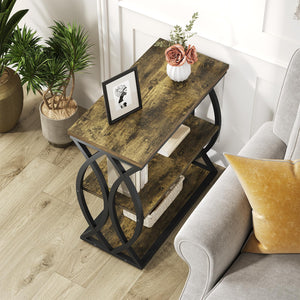 3-Tier Narrow End Table with Storage Shelves