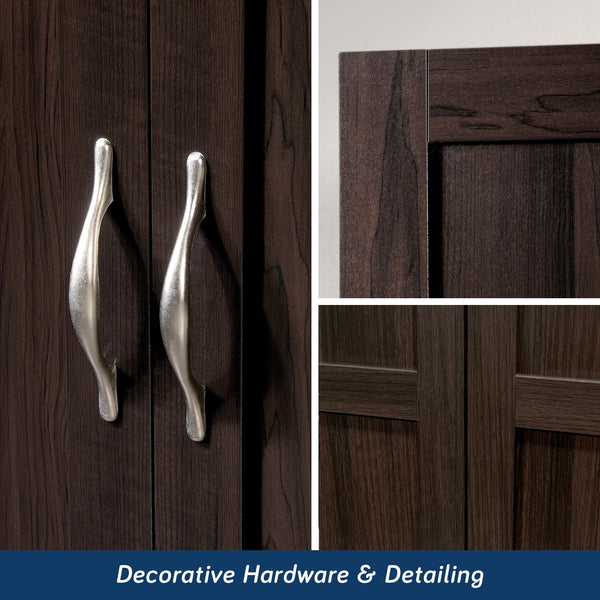 Wardrobe Storage Cabinet with Drawers and Hanging Rail