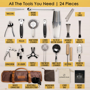 24-Piece Bartender Kit with Travel Bag