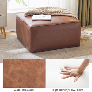Square Faux Leather Ottoman