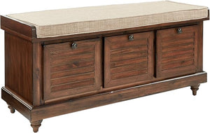 Coastal Lift-Top Storage Bench with Louvered Front