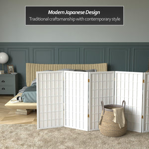 6-Panel Shoji Screen Room Divider – White Rice Paper & Wood