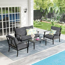 4-Piece Outdoor Patio Conversation Set with High-Back Sofa, Loveseat & Coffee Table