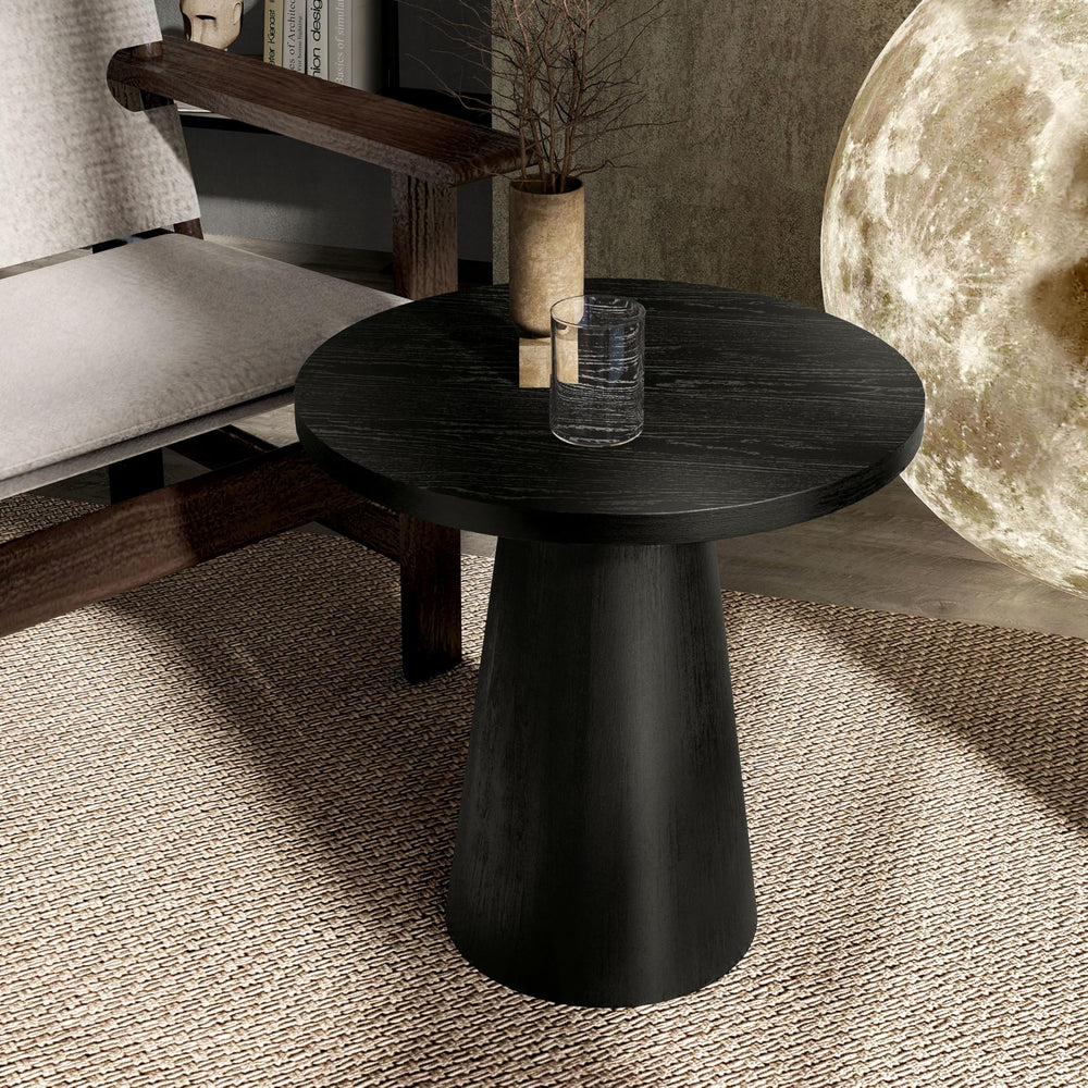 Round Pedestal End Table – Solid Rubberwood