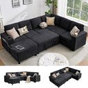 107" U-Shaped Sectional Sleeper Sofa with Pull-Out Bed