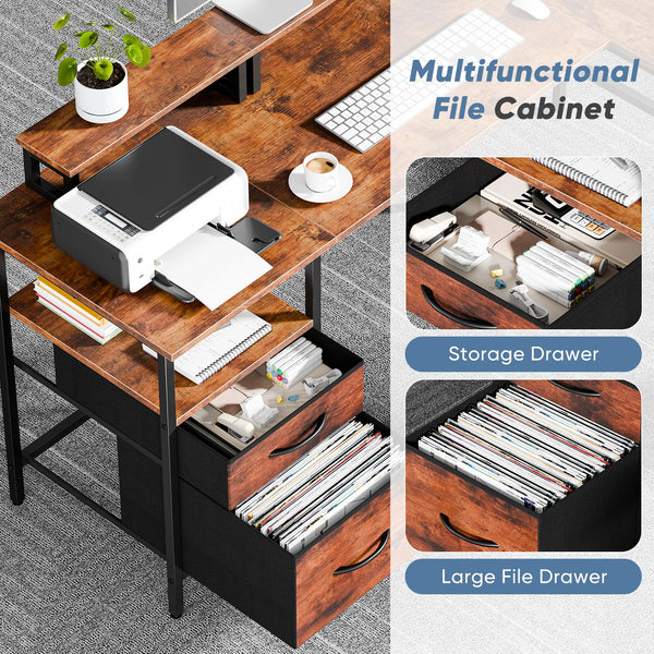 L-Shaped Gaming & Home Office Desk with Charging Station
