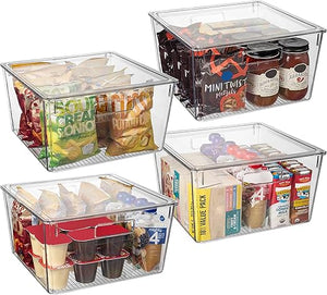 Clear Plastic Storage Bins with Lids – Kitchen, Pantry & Fridge Organizer