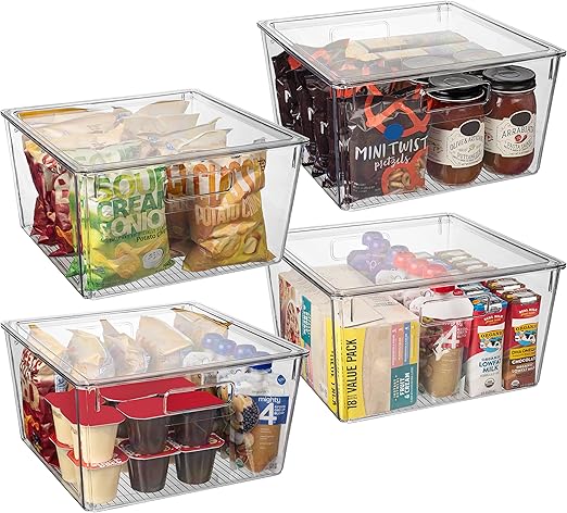 Clear Plastic Storage Bins with Lids – Kitchen, Pantry & Fridge Organizer