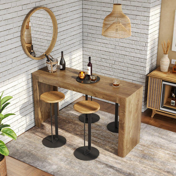 63" Rectangular Bar Table, Counter Height Pub Dining Table