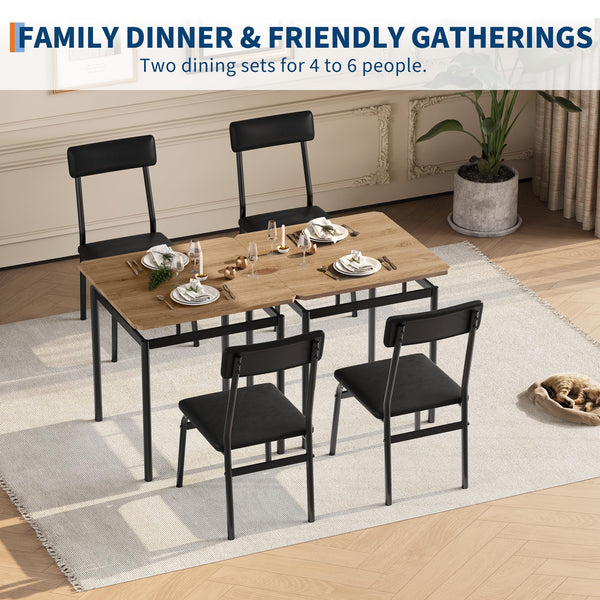 3-Piece Dining Table Set with PU Upholstered Chairs