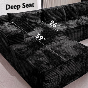 Modular Sectional Sofa with Chaise – Cloud Couch, Corduroy, L-Shaped, Deep Seat