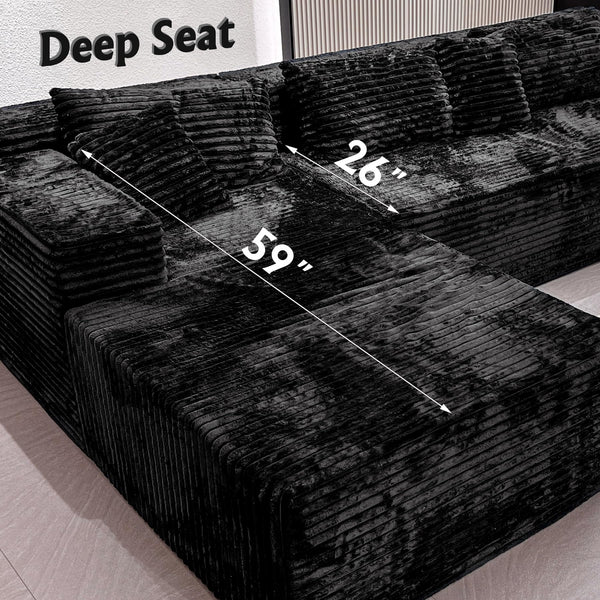 Modular Sectional Sofa with Chaise – Cloud Couch, Corduroy, L-Shaped, Deep Seat
