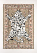 Handmade Leopard Print Wool Area Rug – 5' x 8' Rectangular