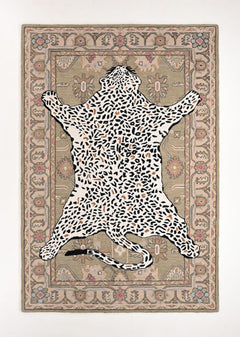Leopard Print Wool Area Rug – Hand-Tufted, 5x8