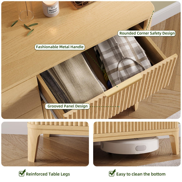 9-Drawer Fluted Dresser – 62.9" Wide Bedroom Chest of Drawers