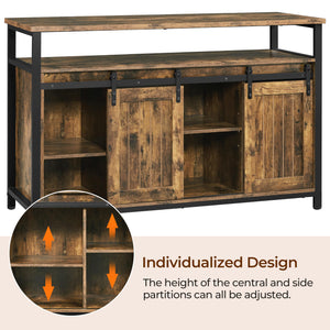 Barn Door TV Stand with Adjustable Shelves