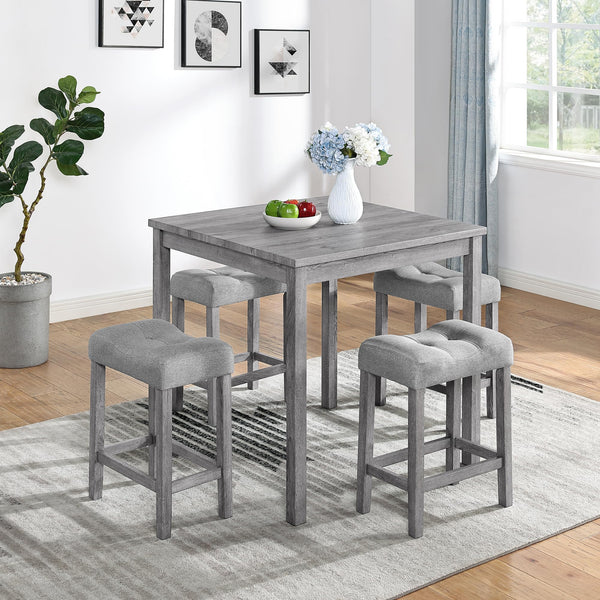 5-Piece Counter Height Dining Set with 4 Upholstered Bar Stools
